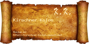 Kirschner Kolos névjegykártya